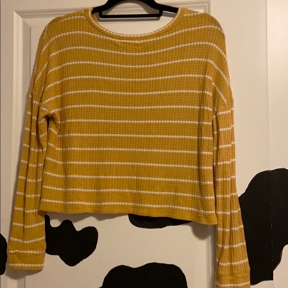 Yellow and white knit soft long sleeve top - Picture 2 of 3